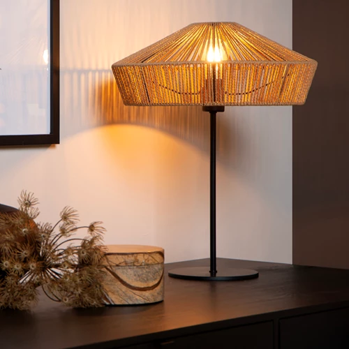 Lucide YUNKAI - Lámpara de mesa - Ø 40 cm - 1xE27 - Natural - ambiente 1